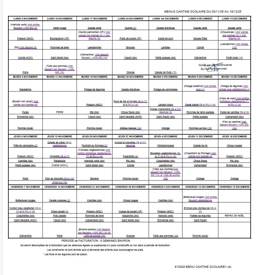 menus 03-11 au 19-12-2025