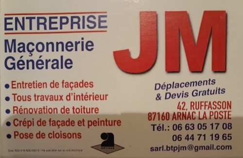 JMTP maçonnerie Arnac la Poste