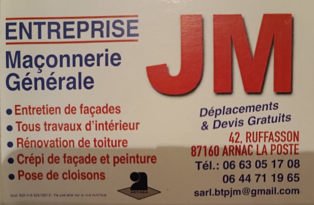 JMTP maçonnerie Arnac la Poste